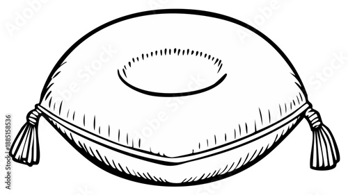 Hand drawn sketch of a royal presentation cushion with tassels for a crown or valuable object