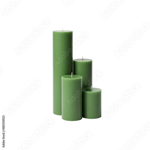 Green Candles on a Transparent Background