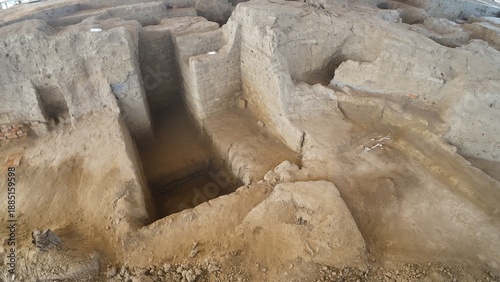 Archaeological Excavation of Ancient Civilization Ruins at Rakhigarhi, India