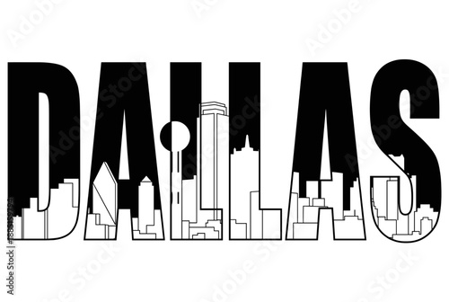 Dallas city skyline typography design vector illustration