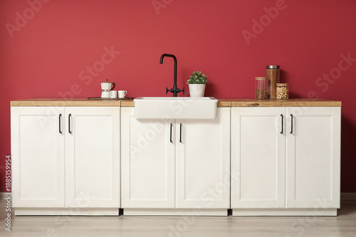 Modern farmhouse kitchen in...