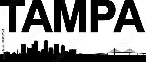 Tampa Florida skyline silhouette with bold text vector illustration