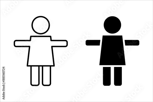 Two simple women figures one black and one white on a white background outline