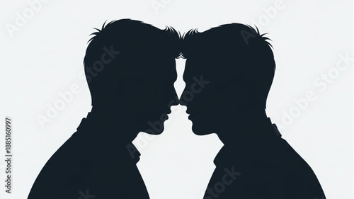 Two men silhouetted facing each other close up.