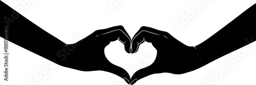 Hands making heart shape silhouette symbol of love and care