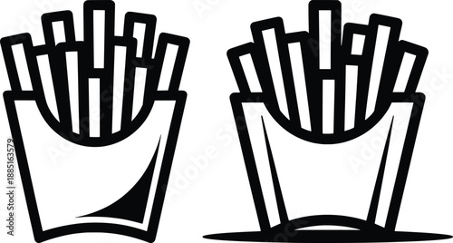 French Fries Snack Line Icon Illustration.