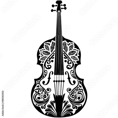 double bass upright with soulful vibe icon silhouette illustration for jazz music and artistic design