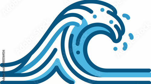 Stylized blue ocean wave icon designed for water, sea, surfing, and maritime branding in a clean vector illustration.