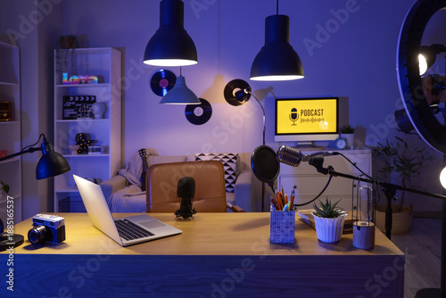 Podcaster's workplace with ...