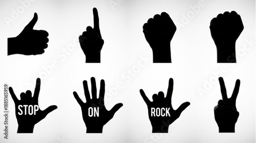 Collection of Hand Gestures Silhouettes.