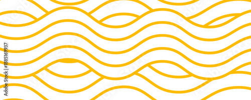 Yellow instant noodle, pasta and spaghetti texture with geometric wavy lines. Ramen, pasta vector pattern. Background abstract food illustration