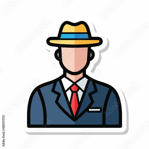 A faceless man in a suit and hat