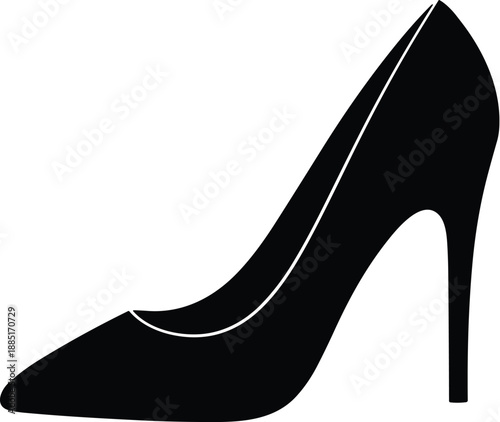 Sleek Black Silhouette of Pointed-Toe Stiletto High Heel Shoe Representing Elegant Fashion Footwear for Formal and Stylish Occasions