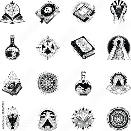 Collection of Witchcraft Glyph Style Symbols 
