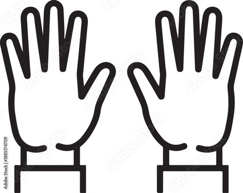 Two hands with palms facing forward and fingers spread apart in a gesture of greeting or celebration from a straightforward viewpoint