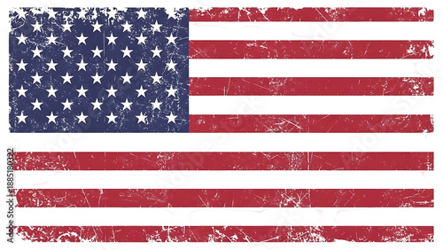 Vintage american flag isolated on transparent background