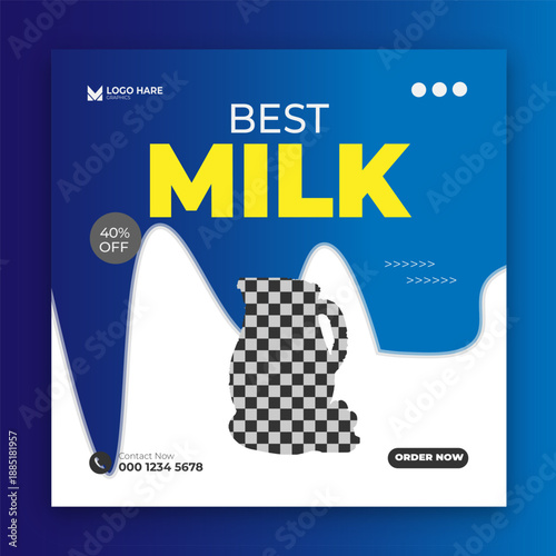 Best milk social media post banner design template.