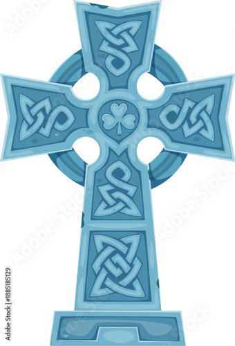 St Patricks font typeset celtic cross letter I. Spring holiday alphabet vector symbol, March celebration ABC typeset letter. Saint Patrick font sign or element with Irish or celtic stone cross