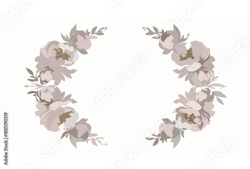 Vintage watercolor peony flower frame vector with elegant botanical floral border on white background
