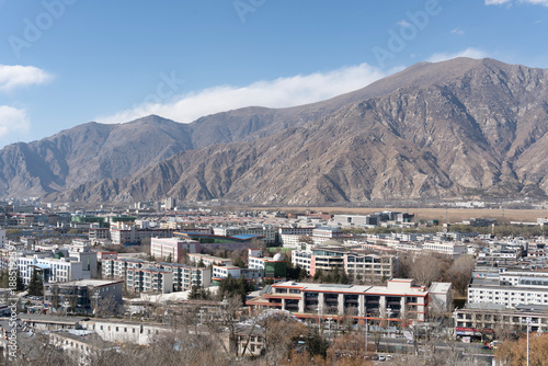 Vászonkép Panoramic Cityscape of Lhasa, Tibet