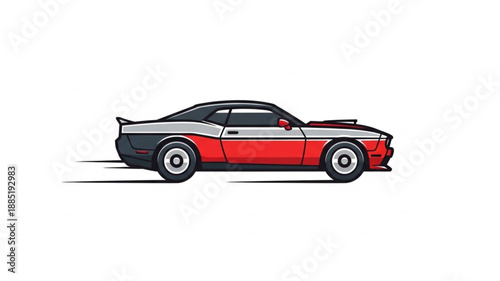 Classic American Muscle Car Illustration.
