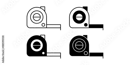 Measuring Tape Black Icon Bundle for Construction Measurement and Precision Tools