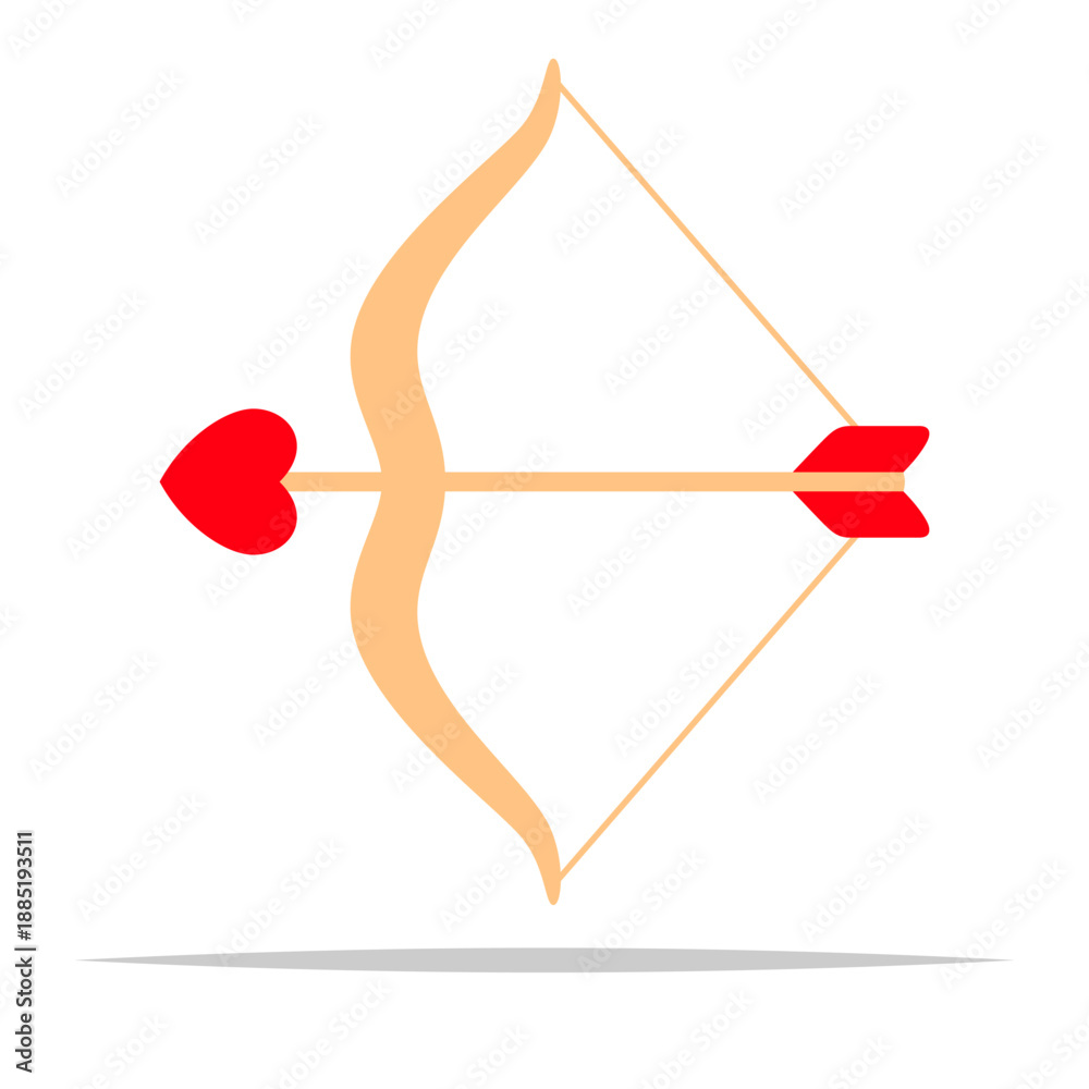 Fototapeta premium Cupid bow and arrow vector isolated illustration