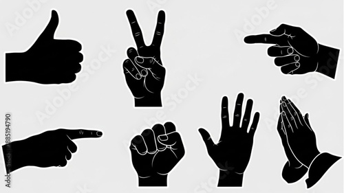 Collection of Hand Gestures Silhouettes.