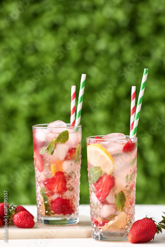 Glasses of strawberry lemon...