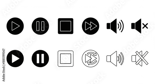 Video Icon Set: Minimal Cinema and Movie Symbols in Vector Format