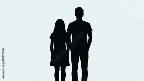Father and Daughter Silhouette Holding Hands.