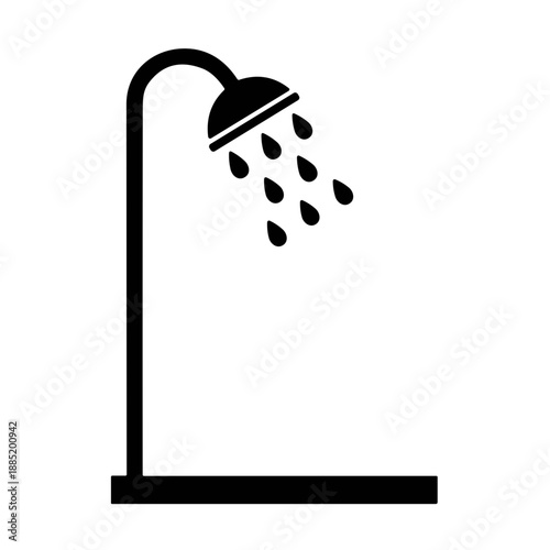 icon illustration standing shower with water vector.