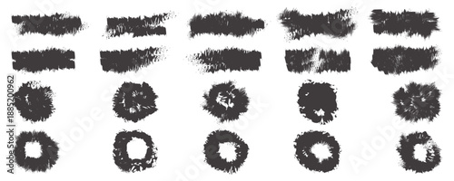 set of beautiful Paintbrush, brush stroke, vector, template high quality manually traced. grunge elements for social media. Ink brush stoke stencil. Rectangle, circle text boxes. Vector texture set