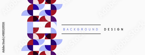 Abstract geometric pattern. Red, blue, purple shapes repeat vertically on white background. Text reads background design. Simple, modern aesthetic.