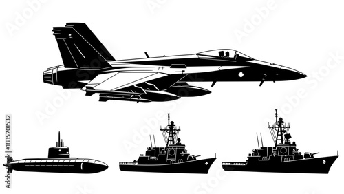 Military vehicles silhouettes