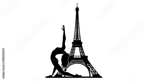 Paris dancer and eiffel tower silhouette