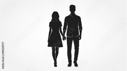 Couple Holding Hands Silhouette.