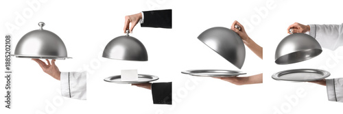 Set of waiter's hands with ...
