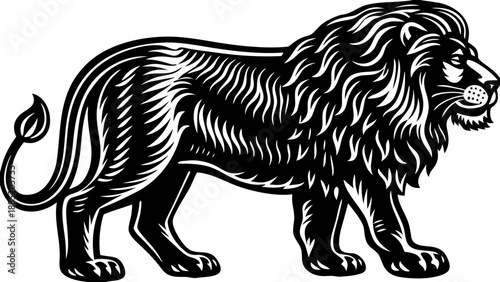 Black silhouette vector illustration of a wild lion head, a powerful feline predator from the nature wildlife designed for a minimalist animal tattoo