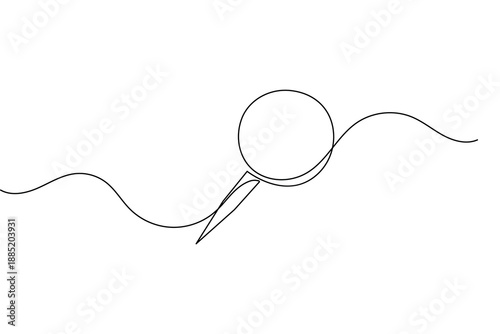 Push pin marker continuous one line drawing minimalist outline vector illustration