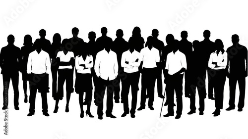 Diverse Group of People Silhouettes Standing Together.