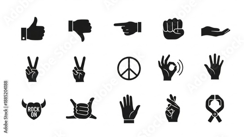 Collection of Hand Gestures Icons Vector Illustration.