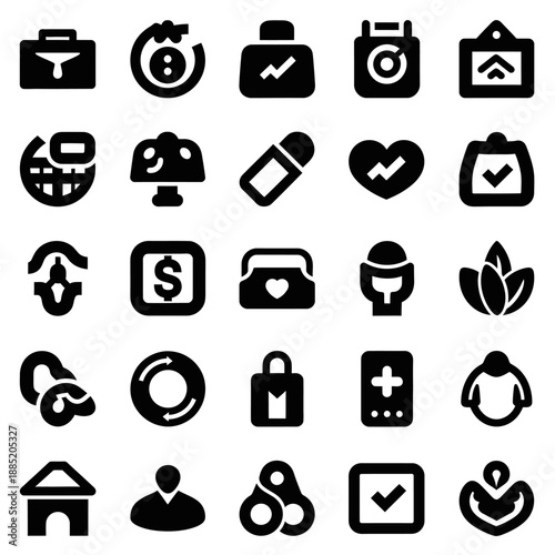 Modern Bold Vector Icon Set, Abstract Symbols for Business, Logistics, Medical, and Mobile App Interface