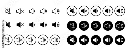 音声・音量・消音・ボリュームのアイコンセットAudio speaker volume icon