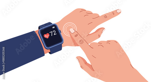 Person checking their heart rate on a modern smartwatch fitness tracker to monitor their health and cardiovascular activity.