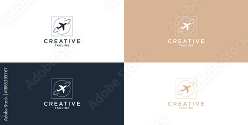 Vector airplane circle maneuver logo icon design template