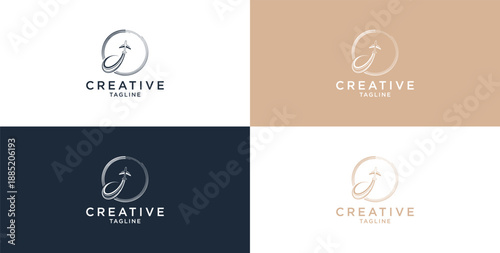 Vector airplane circle maneuver logo icon design template