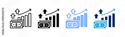 profit icon set multiple style collection