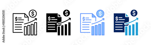 financial growth icon set multiple style collection