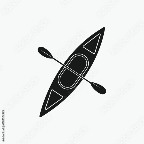 Kayak Boat, Black Canoe, Kayaking silhouette